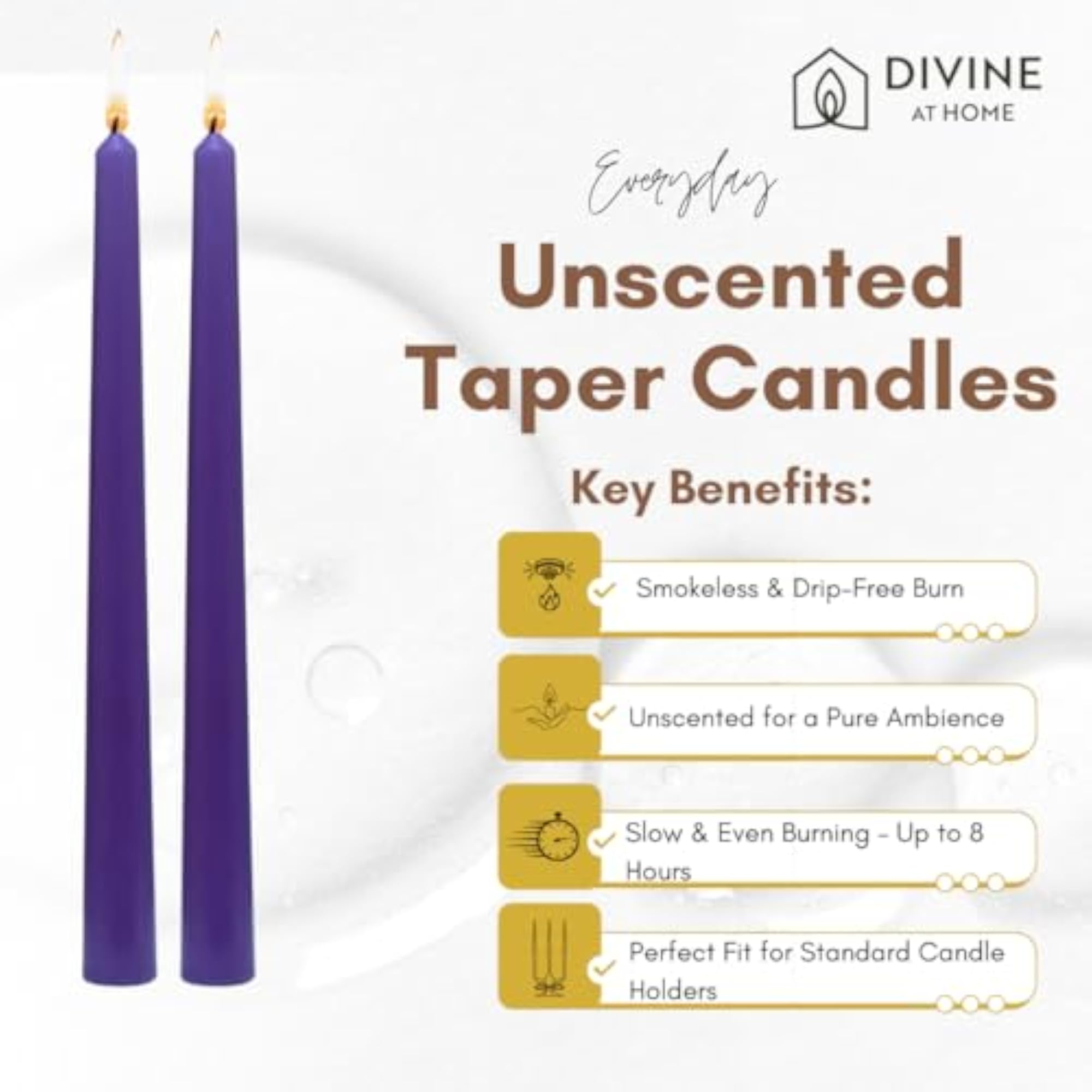 Everyday Unscented Taper Candles for Home & Events
